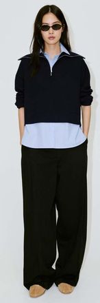 Mango Pullover maglia sovrapposizione camicia blu marino scuro - Donna - XXS - MANGO