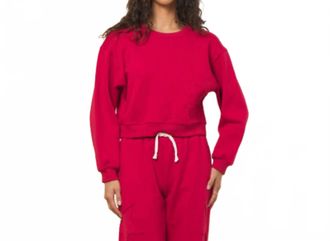 Vintage Havana Star Fleece Crewneck Top In Red
