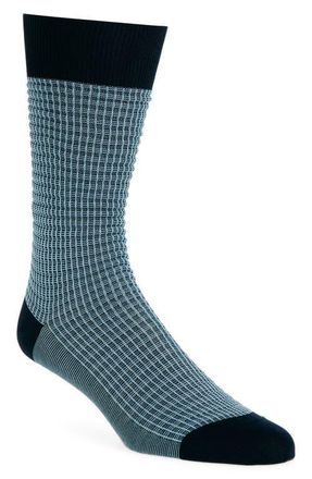 Pantherella Smythson Textured Check Dress Socks in Navy 001 at Nordstrom, Size Medium