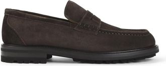 Kiton Schoenen, Heren, Bruin, 44 1/2 EU, Leer, Suede Penny Loafers