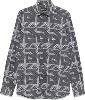 Karl Lagerfeld monogram-print shirt - men - Cotton - 39 - Black