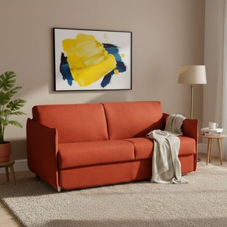 Dmora Sof&aacute; Cama 2 Plazas Violante, Sof&aacute; Convertible Para Sal&oacute;n, Acolchado, Desenfundable, Calidad 100% Made In Italy, 160x95 H90 Cm, Naranja - Dmora