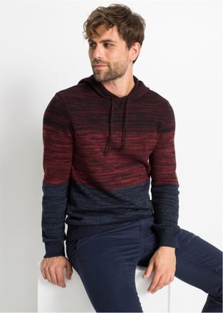 Bonprix Strickpullover BONPRIX, Herren, Gr. 60/62 (XXL), rot (rot, blau meliert), Obermaterial: 50% Baumwolle, 50% Polyacryl, regular fit, Pullover Strickpull