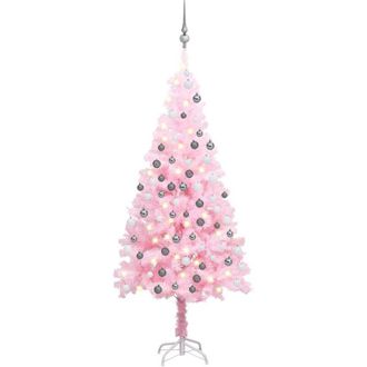vidaXL &Aacute;rbol De Navidad Preiluminado Con Luces Y Bolas Rosa 120 Cm Vidaxl