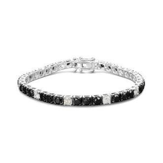 House of Brilliance Silver 12.0Cttw Black and White Diamond Tennis Bracelet at Nordstrom