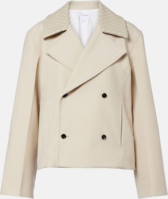 Bottega Veneta Intrecciato striped wool and cotton peacoat