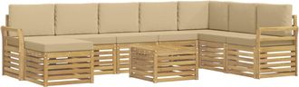 vidaXL Conjunto De Sof&aacute;s De Exterior 9 Uds. Y Beige Poli&eacute;ster Vidaxl