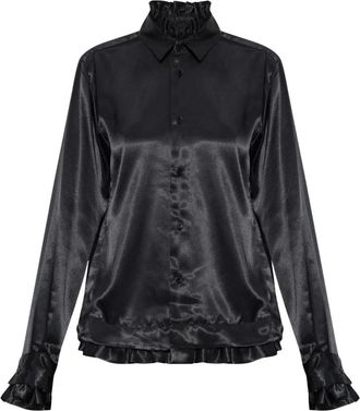 Comme Des Gar&ccedil;ons Gekreukeld Shirt - Dames - Overhemden - Zwart - S - Leer - Overhemden