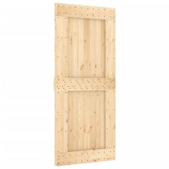 Berkfield Home Sliding Door with Hardware Set 90x210 cm Solid Wood Pine in Light Tan