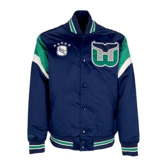 Mitchell & Ness NHL Heavyweight Bomberjack Whalers - Heren - Bomber jackets - Blauw - M - Polyester - Jassen