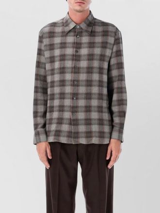 Sunflower cotton cashmere check long-sleeve shirt