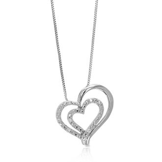 Vir Jewels 1/14 cttw Lab Grown Diamond Heart Pendant Necklace in Sterling Silver with Chain For Women
