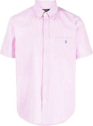 Polo Ralph Lauren Seersucker Shirt - Heren - Korte mouwen Overhemden - Roze - XL - Katoen - Overhemden