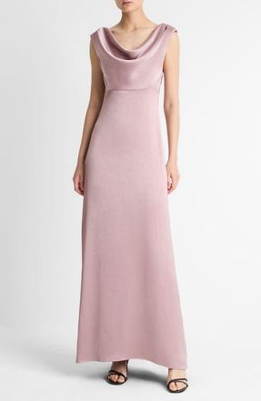 Vince Drape Cowl Neck Sleeveless Satin Gown in Beet Root at Nordstrom, Size 10