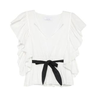 Kaos Kaos, Dames, Blouses & Shirts, Wit, Maat: S Leer