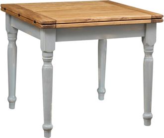 Biscottini International Biscottini - Mesa Extensible En Madera Maciza De Tilo Estructura Gris Envejecido, Acabado Natural Made In Italy