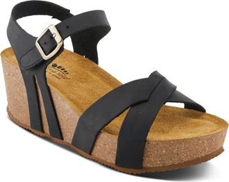 Spring Step Burton Ankle Strap Platform Wedge Sandal in Black at Nordstrom, Size 9.5-10Us