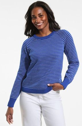 Lands End Drifter Jacquard Raglan Crew Neck Sweater in Puffins/blue at Nordstrom, Size X-Large P