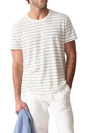 Marine Layer Relaxed Striped Hemp and Cotton T-Shirt in White/Mediterranea Stripe at Nordstrom, Size Xx-Large