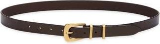 AllSaints Double Keeper Leather Belt in Brown /Antique Brass at Nordstrom Rack, Size X-Large