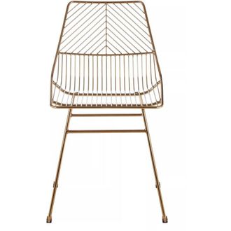 Premier Housewares Interioirs by Premier Small Gold Metal Wire Chair, Sturdy Metal Chair for Kitchen, Outdoor Tapered Metal Chair for Patio, Lawn