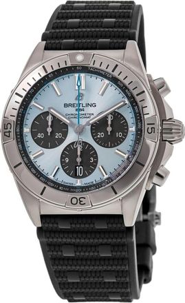Breitling Chronomat B01 42 Ice Blue Dial Rubber Strap Mens Watch PB0134101C1S2