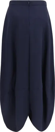 Giorgio Armani Womens Pleated Silk Skirt Navy Blue