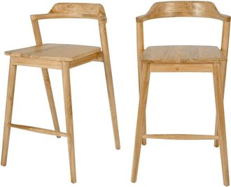 DRAWER Lote de 2 sillas de bar de teca H65cm - Madera