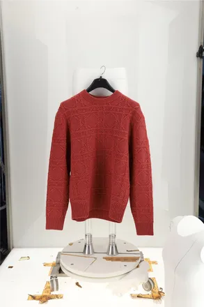 Dior Mens Cashmere Sweater Cannage Brick (capra Hircus)