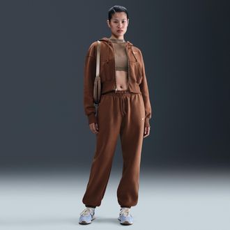 Nike Womens Nike Sportswear Phoenix Fleece High-Waisted Oversized Sweatpants in Brown | FZ5996-265