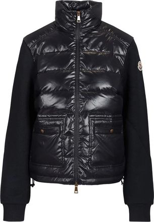 Moncler Katoenen Sweatshirt met Rits en Nylon Voorkant - Dames - Gewatteerde jassen - Blauw - M - Katoen - Jassen