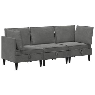 vidaXL Juego De Muebles De Sal&oacute;n 3 Pcs Gris Oscuro Terciopelo Vidaxl