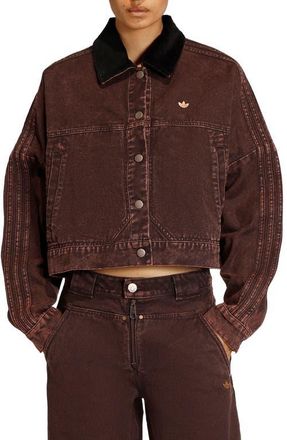 adidas Originals Essential Canvas Oversize Track Jacket in Aurora Coffee at Nordstrom, Size X-Small