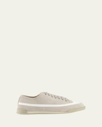 John Lobb Mens Court Mixed Leather Low-Top Sneakers