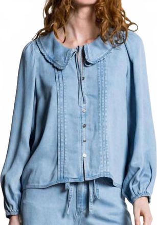 Suncoo Lazar Flowing Denim Blouse In Jeans Clair