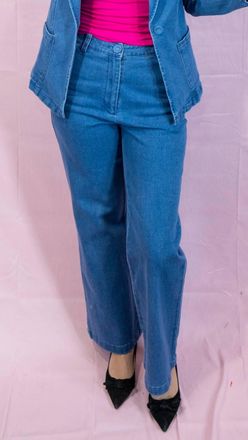 Skies Are Blue Clothing High Waist Wide Leg Trouser In Denim