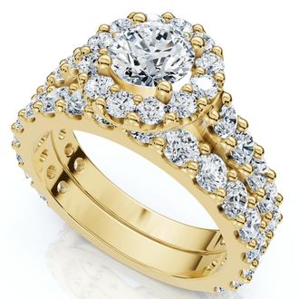 Pompeii3 2Ct Diamond Engagement Wedding Engagement Ring Set 10k Gold Lab Grown