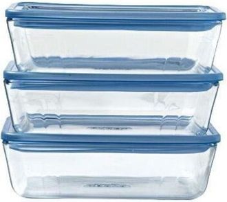 Pyrex Set De Fiambreras Pyrex Azul Transparente 2,6 L 3 Piezas