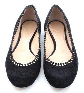 Chlo&eacute; suede laser-cut ballerina flats Size 36.5