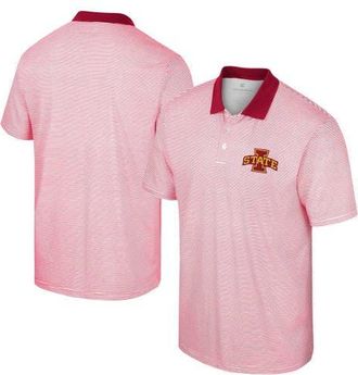 Colosseum Mens Colosseum White/Cardinal Iowa State Cyclones Print Stripe Polo at Nordstrom, Size Xx-Large