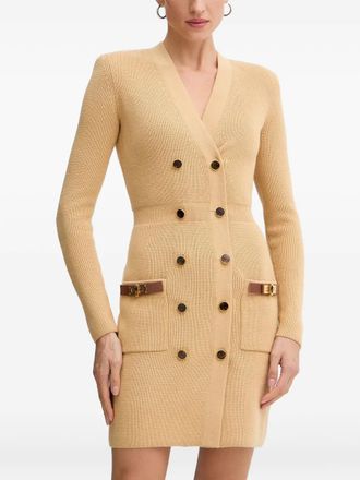 Elisabetta Franchi Mini-jurk met dubbele rij knopen - Beige