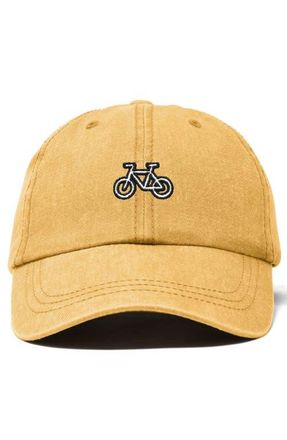 Dalix Bike Embroidered Cycling Cap in Washed Gold at Nordstrom