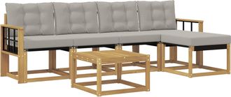 vidaXL Conjunto De Sof&aacute;s De Exterior 6 Uds. Blanco Y Gris Claro Vidaxl