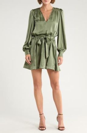 Ramy Brook Montana Long Sleeve Satin Minidress in Dark Sage at Nordstrom Rack, Size X-Small