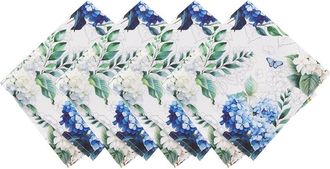 Elrene Set Of 4 Hydrangea Bloom Floral Dinner Napkins