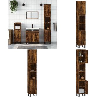 vidaXL Armadietto Bagno Rovere Fumo 30x30x190 cm in Legno Multistrato - Armadio bagno - Armadio in legno
