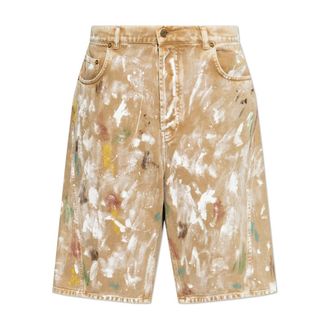Moschino Denim Shorts, male, Beige, Size: L Vintage-effect Denim Shorts