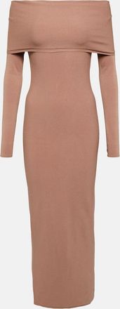 Alaia Off-shoulder jersey midi dress