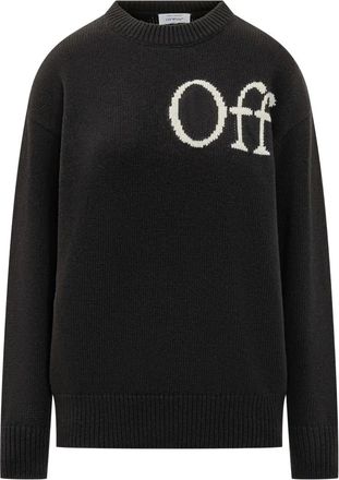Off-white Maglione con logo a intarsi - Nero