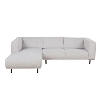 Maisons du monde Sof&aacute; cheslong izquierdo de 4/5 plazas de tela jaspeada gris claro